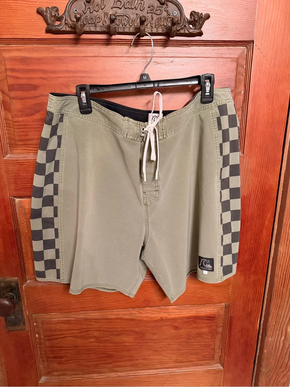 Quiksilver Olive Green Checkerboard Side Boardshorts